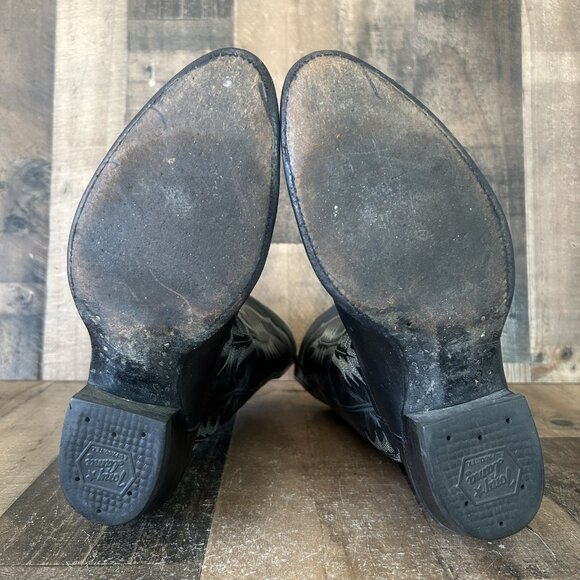 Tony Lama Vintage Classic Black Western Cowboy Boots Mens 9 EE - Picture 4 of 12